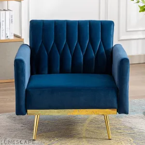Adjustable Velvet Lounge Chair with Ottoman