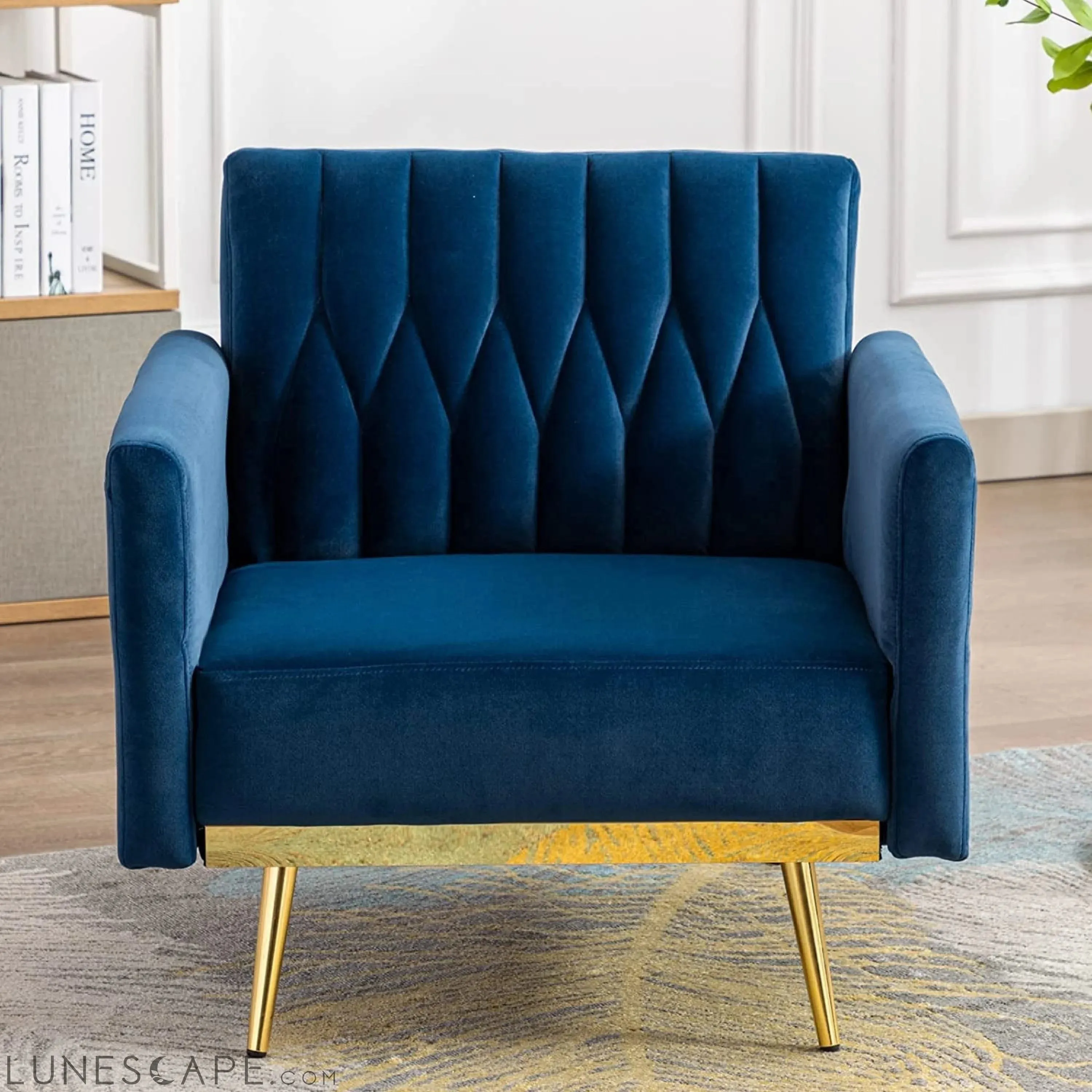 Adjustable Velvet Lounge Chair with Ottoman