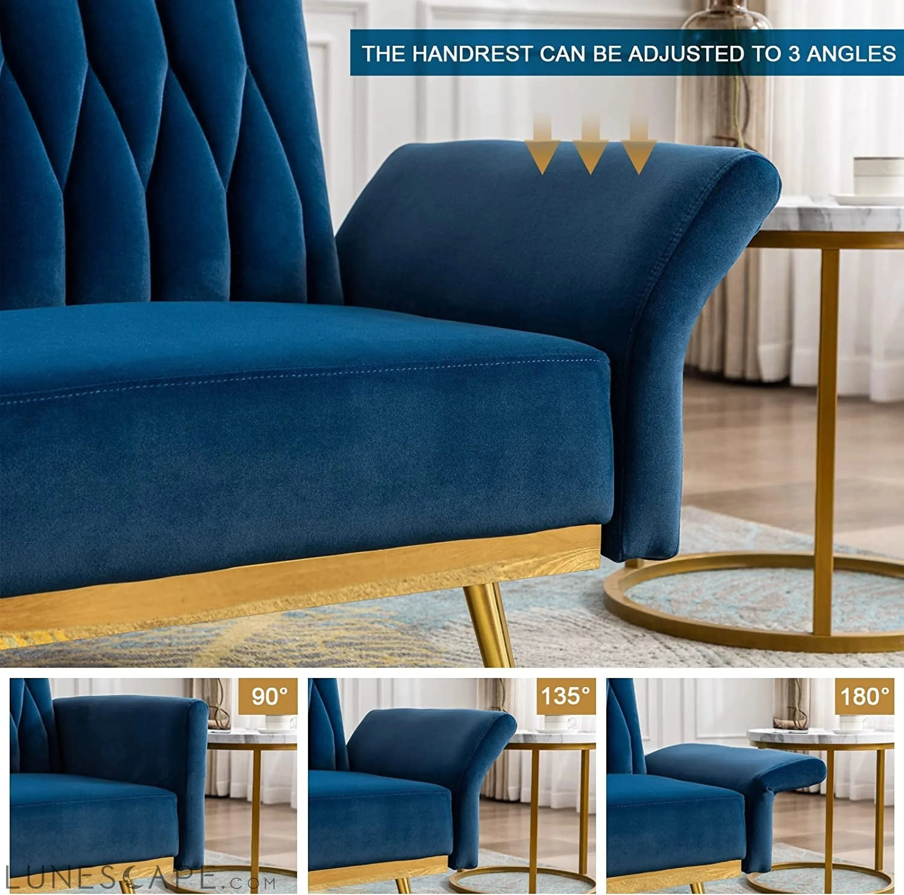 Adjustable Velvet Lounge Chair with Ottoman