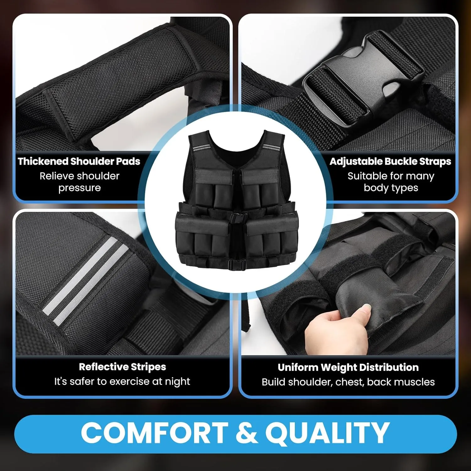 Adjustable Weighted Vest for Men Woman With Shoulder Pads 18lbs | 30lbs | 40lbs, Weight Vest For Walking, Rucking, Cross Training, Running, Muscle Building - Breathable, Comfortable, Washable
