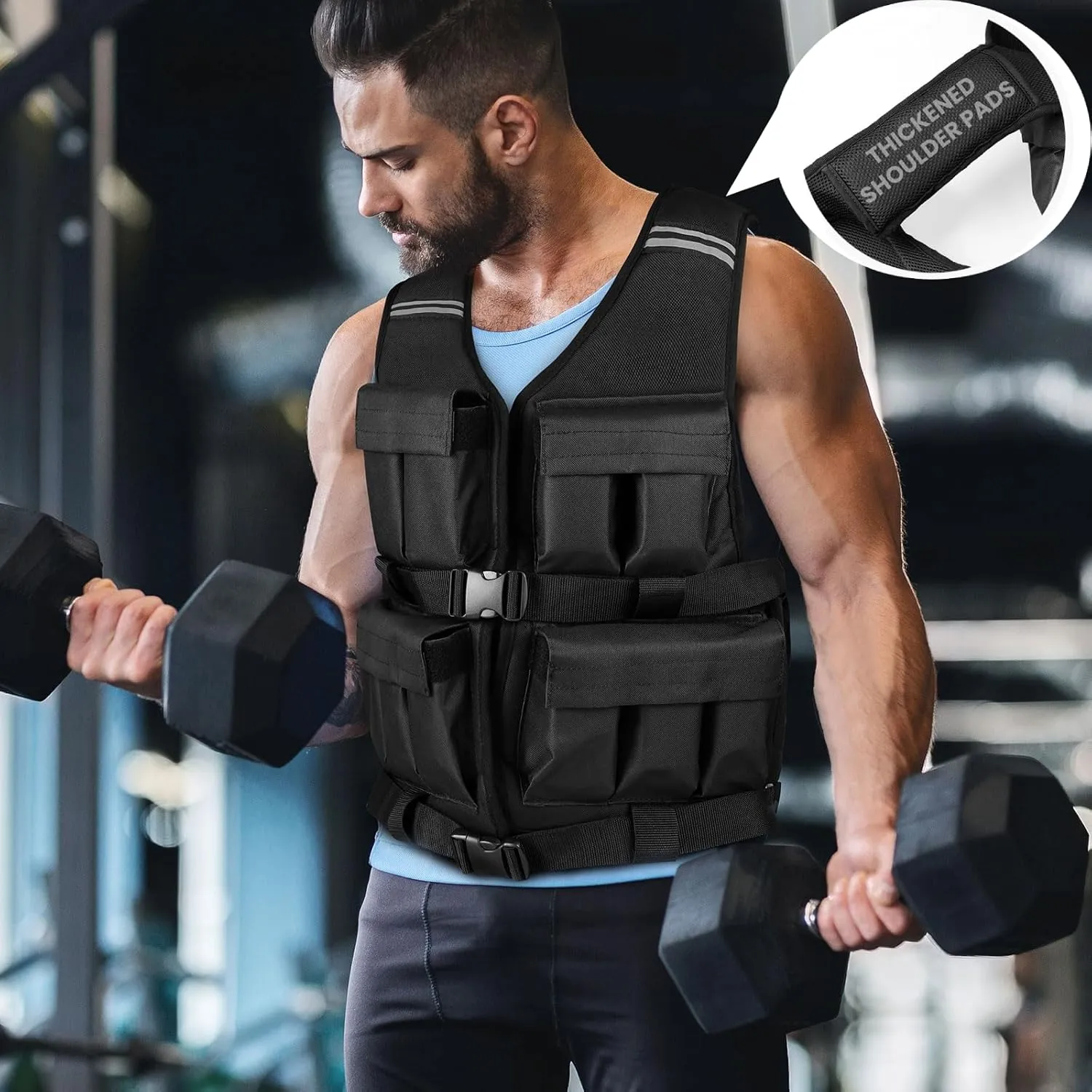 Adjustable Weighted Vest for Men Woman With Shoulder Pads 18lbs | 30lbs | 40lbs, Weight Vest For Walking, Rucking, Cross Training, Running, Muscle Building - Breathable, Comfortable, Washable
