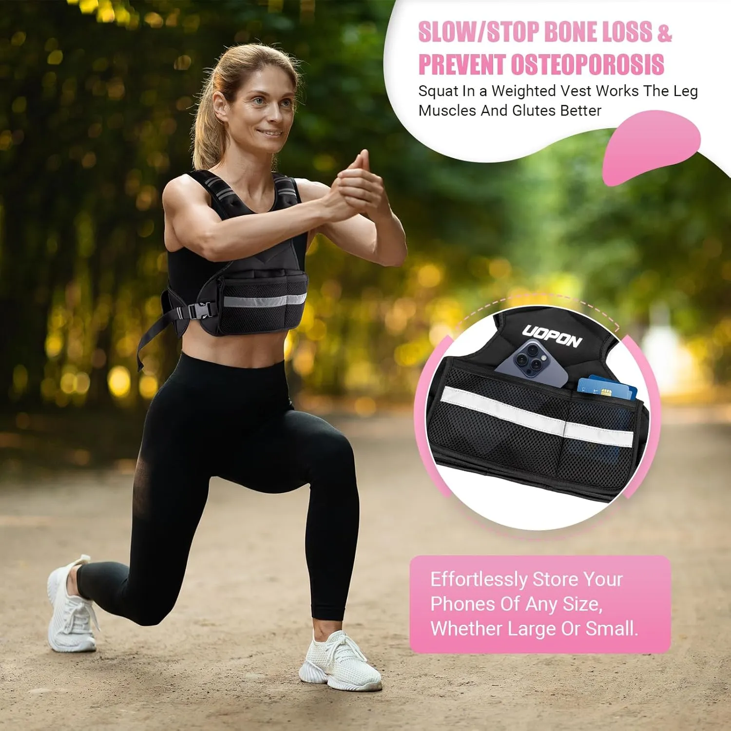 Adjustable Weighted Vest for Women, 6-12 Lbs Rucking Vest with 6 Ironsand Weights, Best Weighted Vest with Plus Pockets & Reflective Strips for Running, Walking, Workout and Strength Training