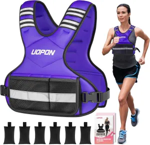 Adjustable Weighted Vest for Women, 6-12 Lbs Rucking Vest with 6 Ironsand Weights, Great Weighted Vest with Plus Pockets & Reflective Strips for Running, Walking, Workout and Strength Training