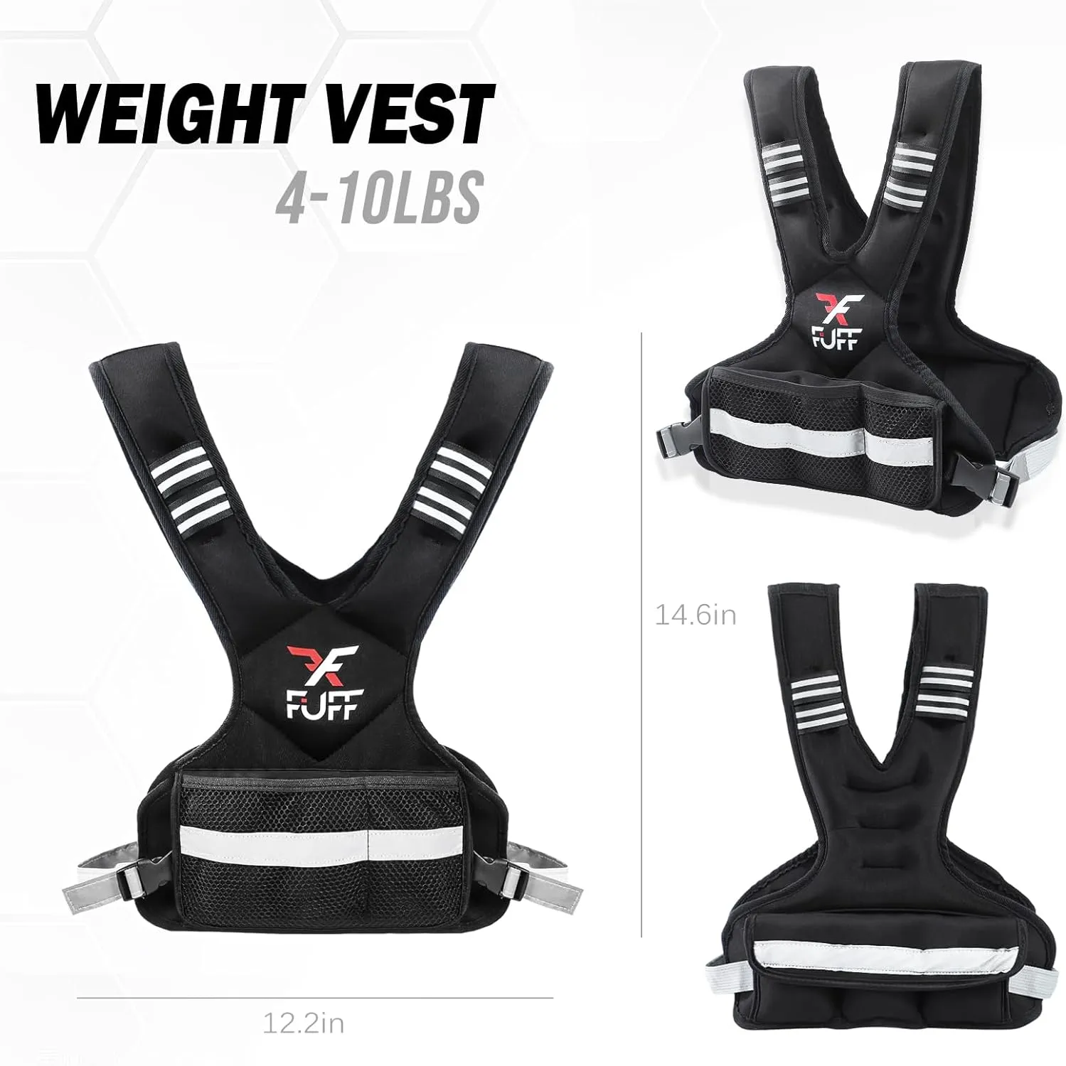 Adjustable Weighted Vest for Women & Men,4-10lb/11-20lb/20-32lb Vest with 6 Ironsand Weights for Strength Training,Weight Vest with Reflective Strip for Running Walking Exercise Workout