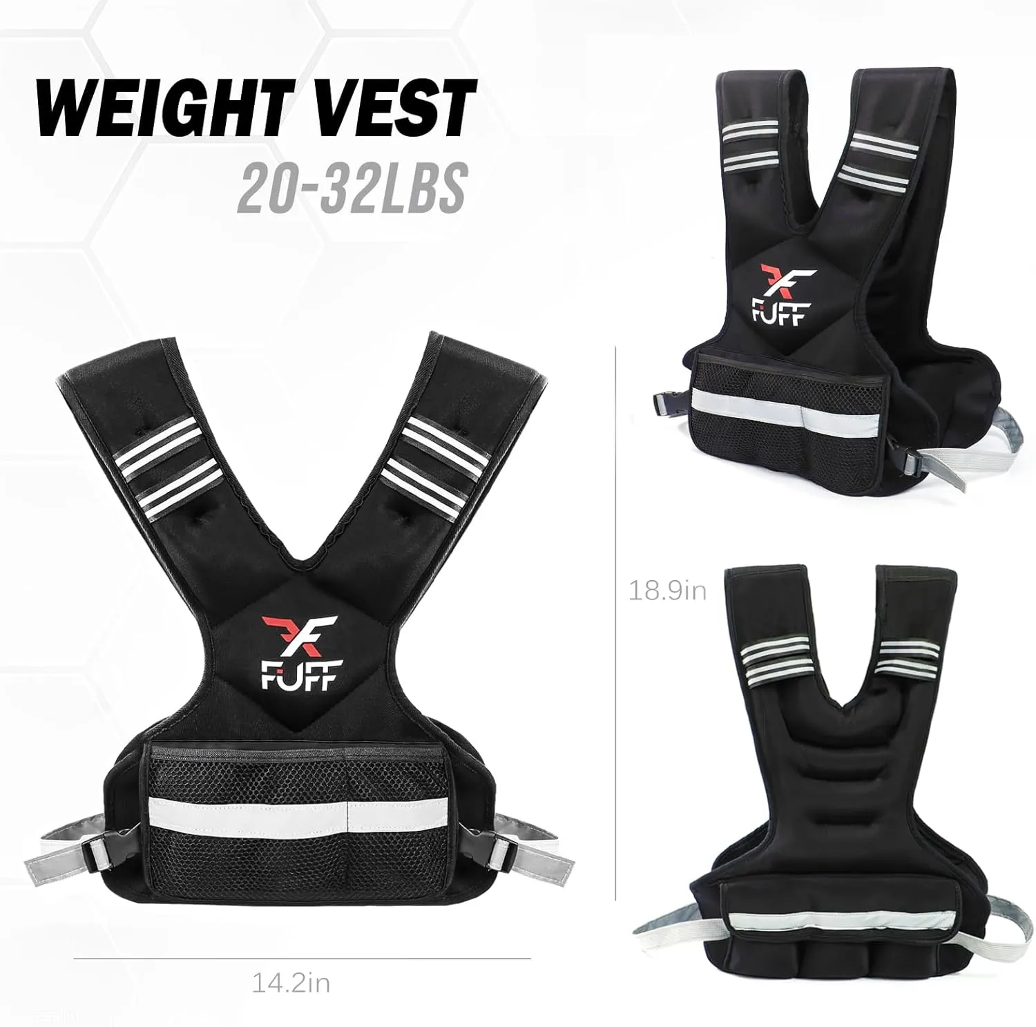 Adjustable Weighted Vest for Women & Men,4-10lb/11-20lb/20-32lb Vest with 6 Ironsand Weights for Strength Training,Weight Vest with Reflective Strip for Running Walking Exercise Workout