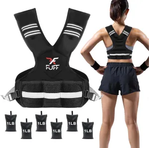 Adjustable Weighted Vest for Women & Men,4-10lb/11-20lb/20-32lb Vest with 6 Ironsand Weights for Strength Training,Weight Vest with Reflective Strip for Running Walking Exercise Workout
