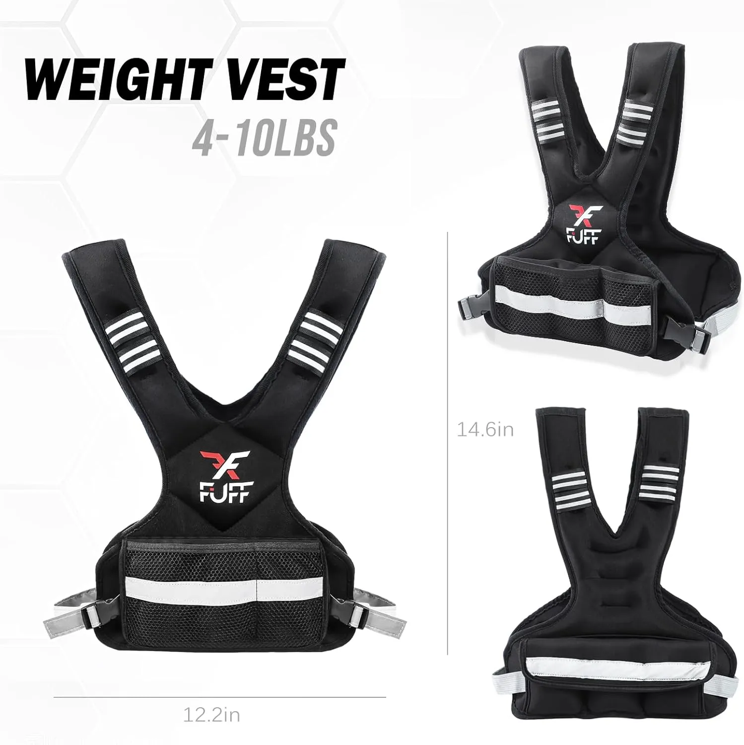 Adjustable Weighted Vest for Women & Men,4-10lb/11-20lb/20-32lb Vest with 6 Ironsand Weights for Strength Training,Weight Vest with Reflective Strip for Running Walking Exercise Workout