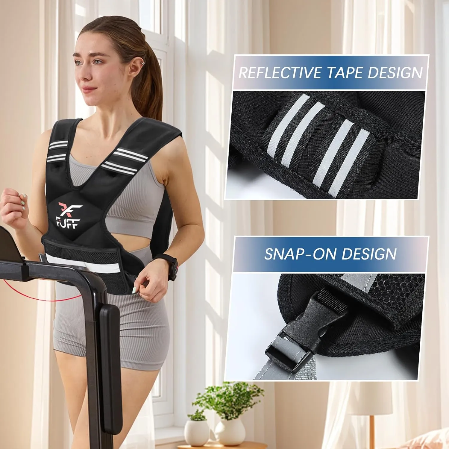 Adjustable Weighted Vest for Women & Men,4-10lb/11-20lb/20-32lb Vest with 6 Ironsand Weights for Strength Training,Weight Vest with Reflective Strip for Running Walking Exercise Workout