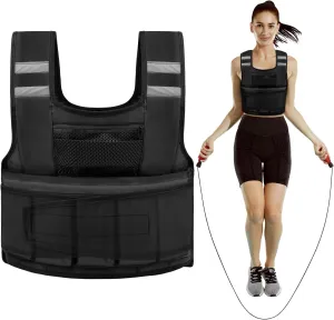 Adjustable Weighted Vest for Women and Men, 1-11 lbs/2-22 lbs/2-32 lbs Weighted Vest for Running, Walking, Strength Training with Reflective Strip & Storage Bag