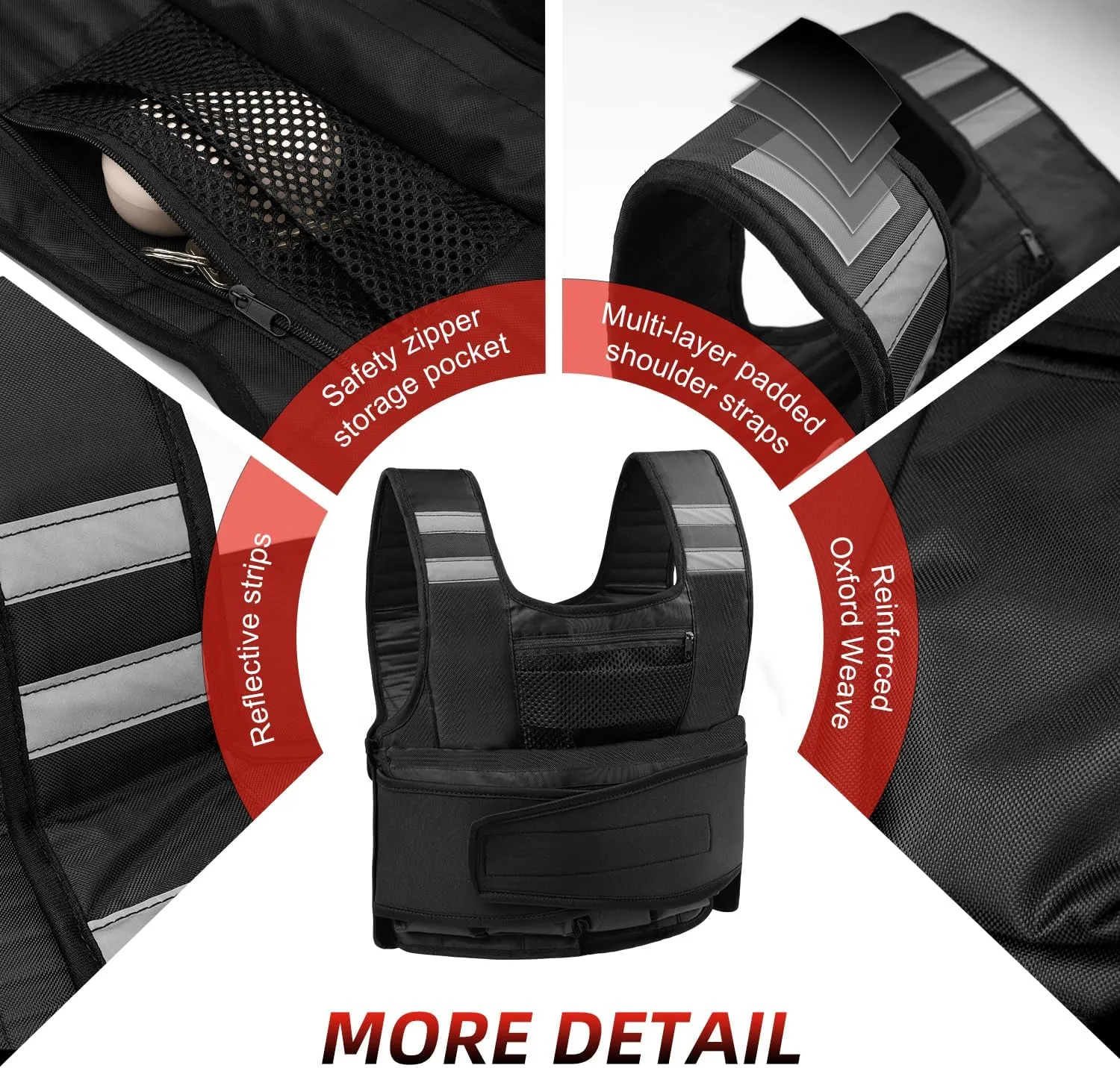Adjustable Weighted Vest for Women and Men, 1-11 lbs/2-22 lbs/2-32 lbs Weighted Vest for Running, Walking, Strength Training with Reflective Strip & Storage Bag