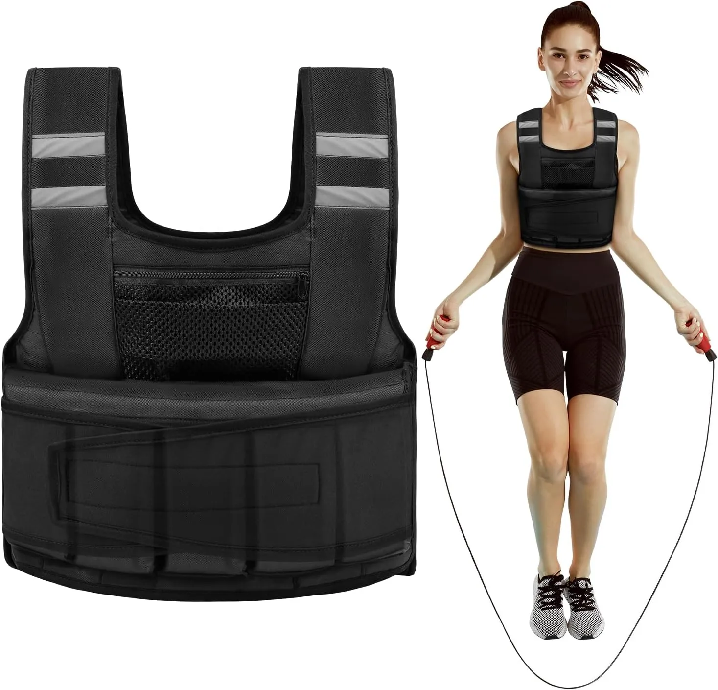 Adjustable Weighted Vest for Women and Men, 1-11 lbs/2-22 lbs/2-32 lbs Weighted Vest for Running, Walking, Strength Training with Reflective Strip & Storage Bag