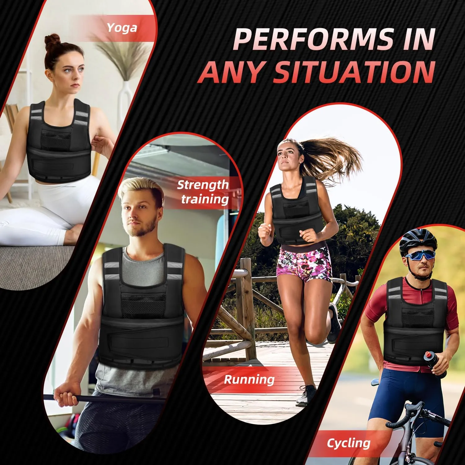 Adjustable Weighted Vest for Women and Men, 1-11 lbs/2-22 lbs/2-32 lbs Weighted Vest for Running, Walking, Strength Training with Reflective Strip & Storage Bag