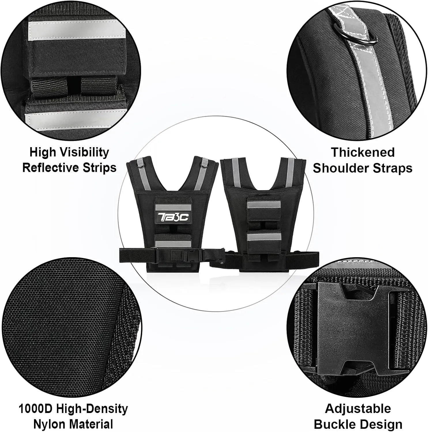 Adjustable Weighted Vest Men 19lbs/ 30lbs/ 40lbs Weights with Reflective Stripe, Weight Vest Woman Workout Vest for Strength Training,Running & Walking.