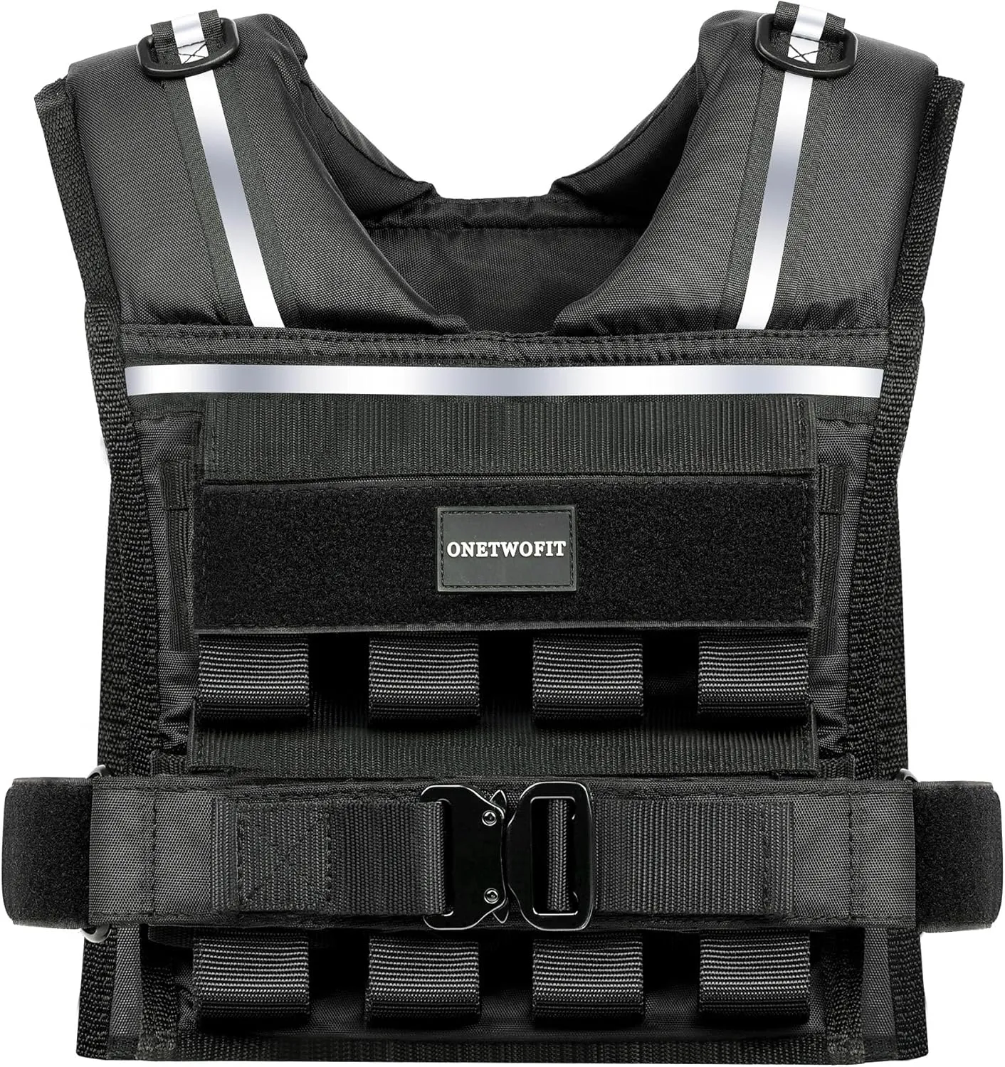 Adjustable Weighted Vest Men 2-35 LBS, Rucking Vests for Walking with Reflective Stripe, 1.2" Ultra Thick Shoulder Padding Strength Training Workout Vest for Running GYM Home, Detachable Iron Weights