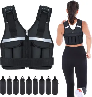 Adjustable Weighted Vest Weights Set: Sportneer 2-18 lbs/2-42 lbs Body Weight Vests 16 In 1 Fast Adjust Running Vest for Men Women Gym Home Workout Fitness Strength Training 2-18/42 lbs Removable