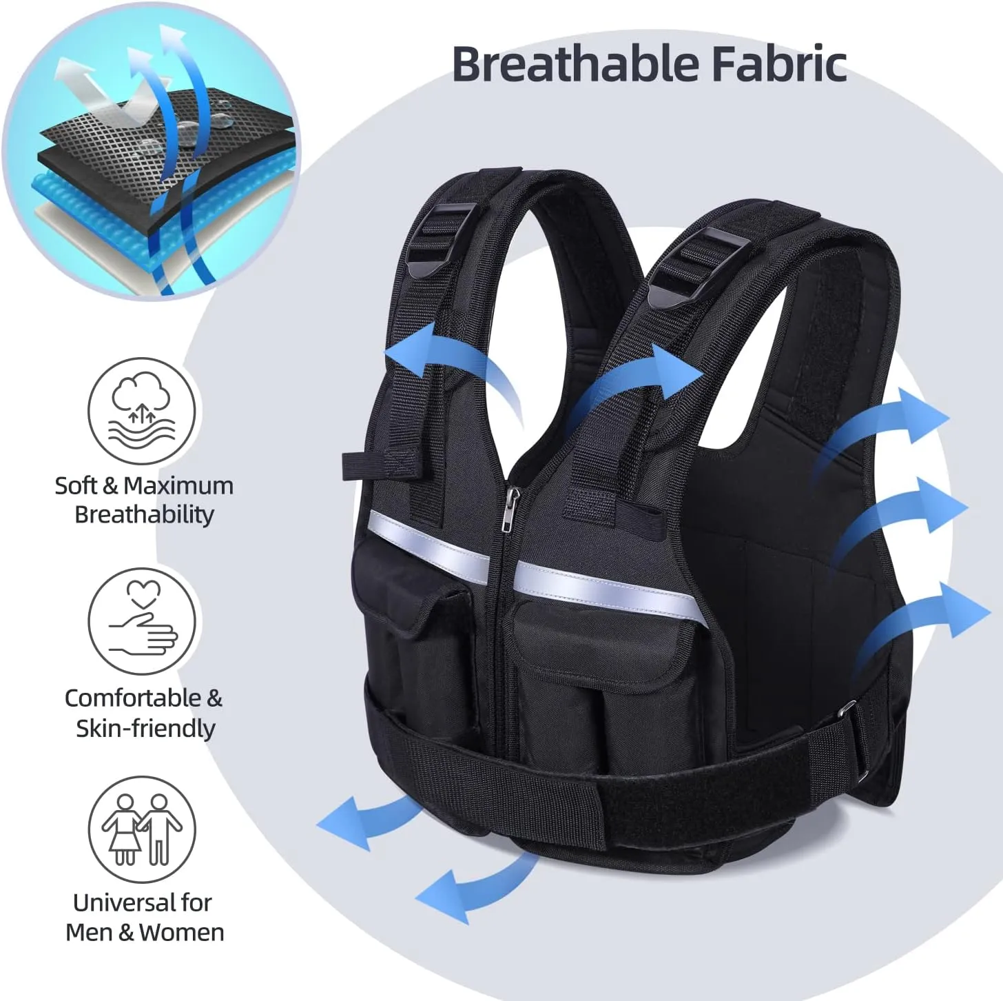 Adjustable Weighted Vest Weights Set: Sportneer 2-18 lbs/2-42 lbs Body Weight Vests 16 In 1 Fast Adjust Running Vest for Men Women Gym Home Workout Fitness Strength Training 2-18/42 lbs Removable