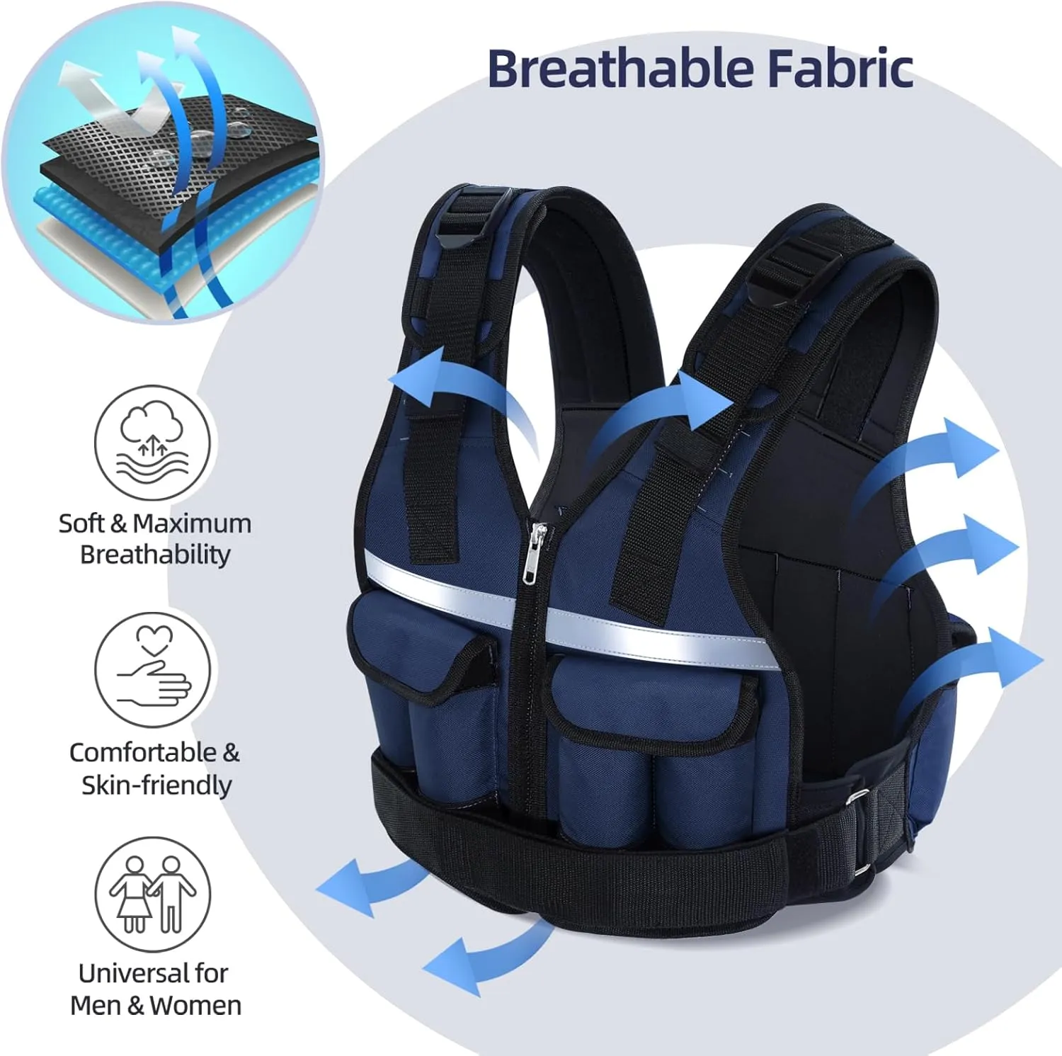 Adjustable Weighted Vest Weights Set: Sportneer 2-18 lbs/2-42 lbs Body Weight Vests 16 In 1 Fast Adjust Running Vest for Men Women Gym Home Workout Fitness Strength Training 2-18/42 lbs Removable