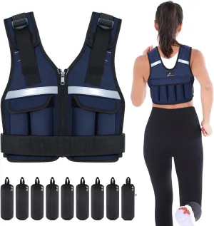 Adjustable Weighted Vest Weights Set: Sportneer 2-18 lbs/2-42 lbs Body Weight Vests 16 In 1 Fast Adjust Running Vest for Men Women Gym Home Workout Fitness Strength Training 2-18/42 lbs Removable