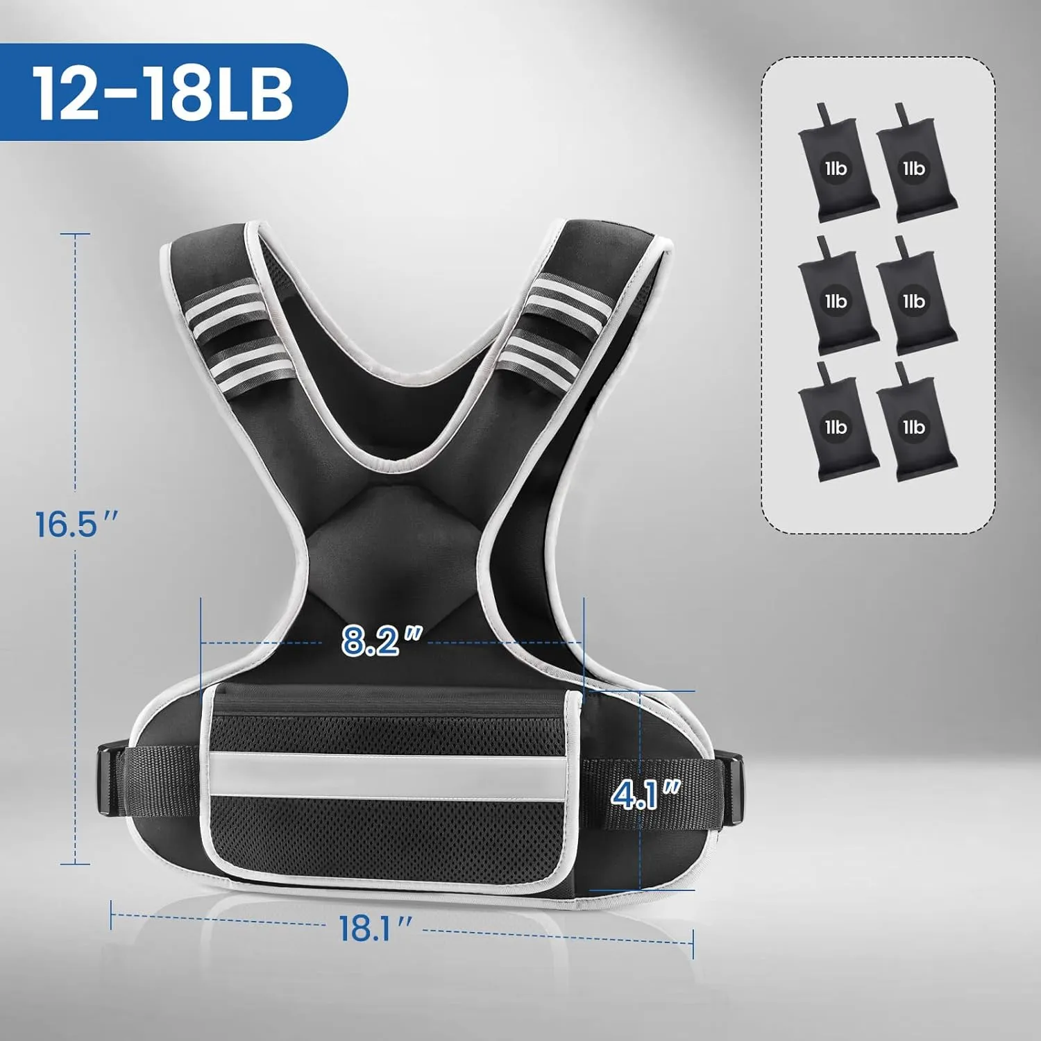 Adjustable Weighted Vest Woman 4-10lb/12-18lb/20-32lb Weighted Vest Men with 6 Ironsand Weights, Shoulder Pads and Large Pocket for Walking Running Crossfit Strength Training