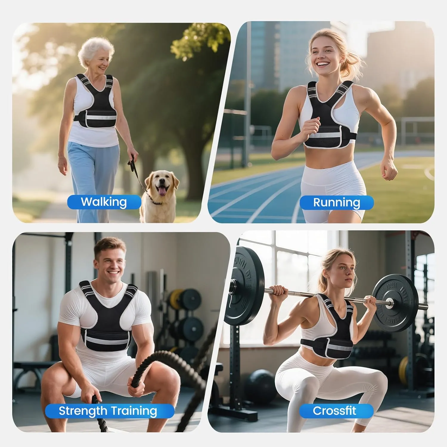 Adjustable Weighted Vest Woman 4-10lb/12-18lb/20-32lb Weighted Vest Men with 6 Ironsand Weights, Shoulder Pads and Large Pocket for Walking Running Crossfit Strength Training