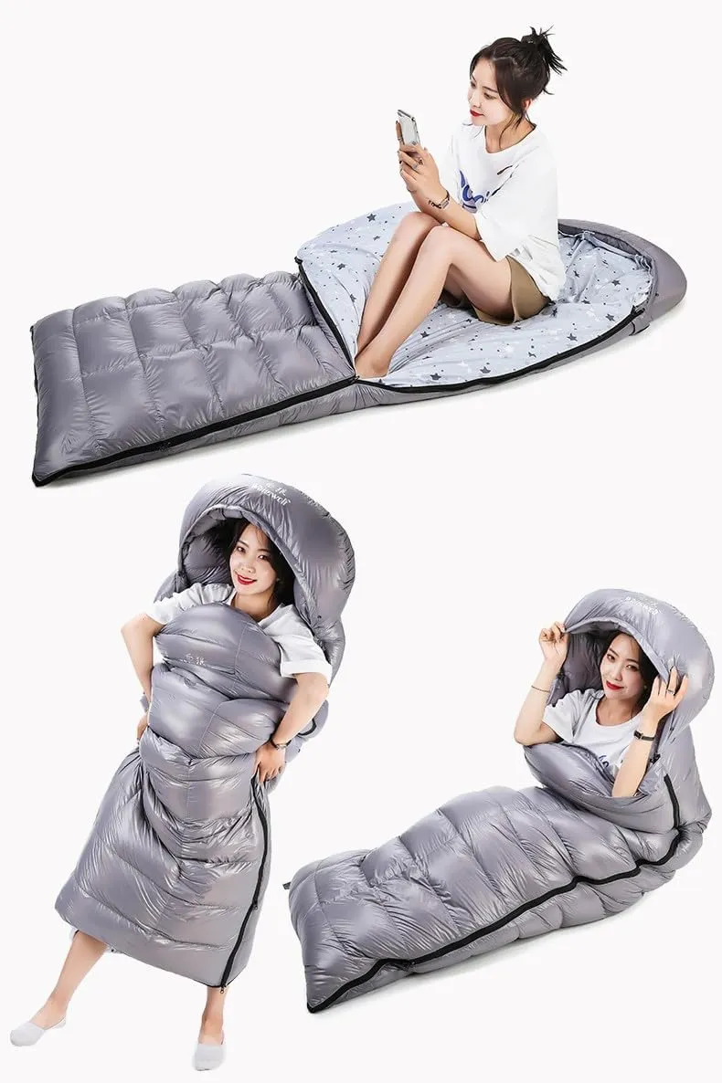 Adult Ultralight Envelope Goose Down Sleeping Bag Outdoor Backpacking Camping Hiking Travel Spring Summer Autumn Winter Portable