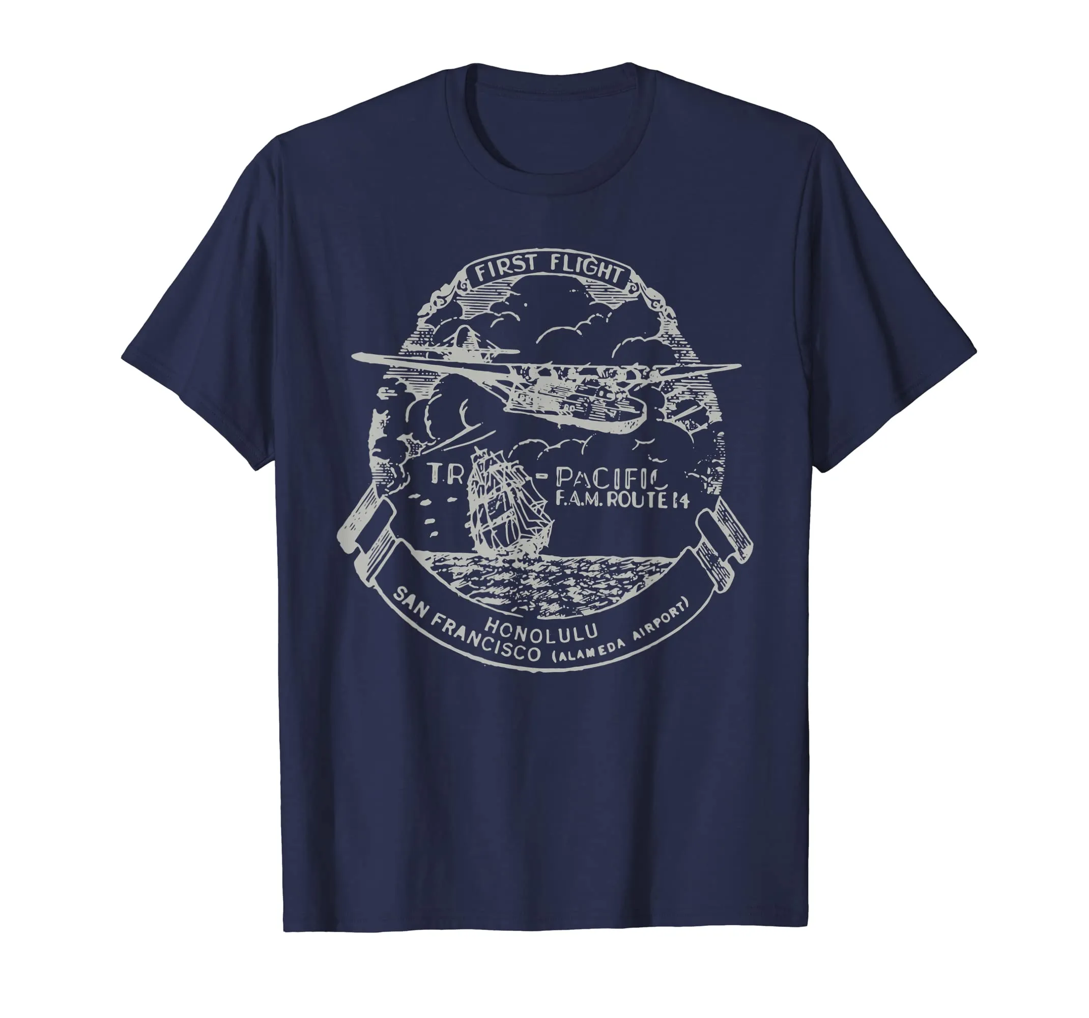 Airmail Vintage Pan Am Flying Boat Aircraft Pilot T-Shirt