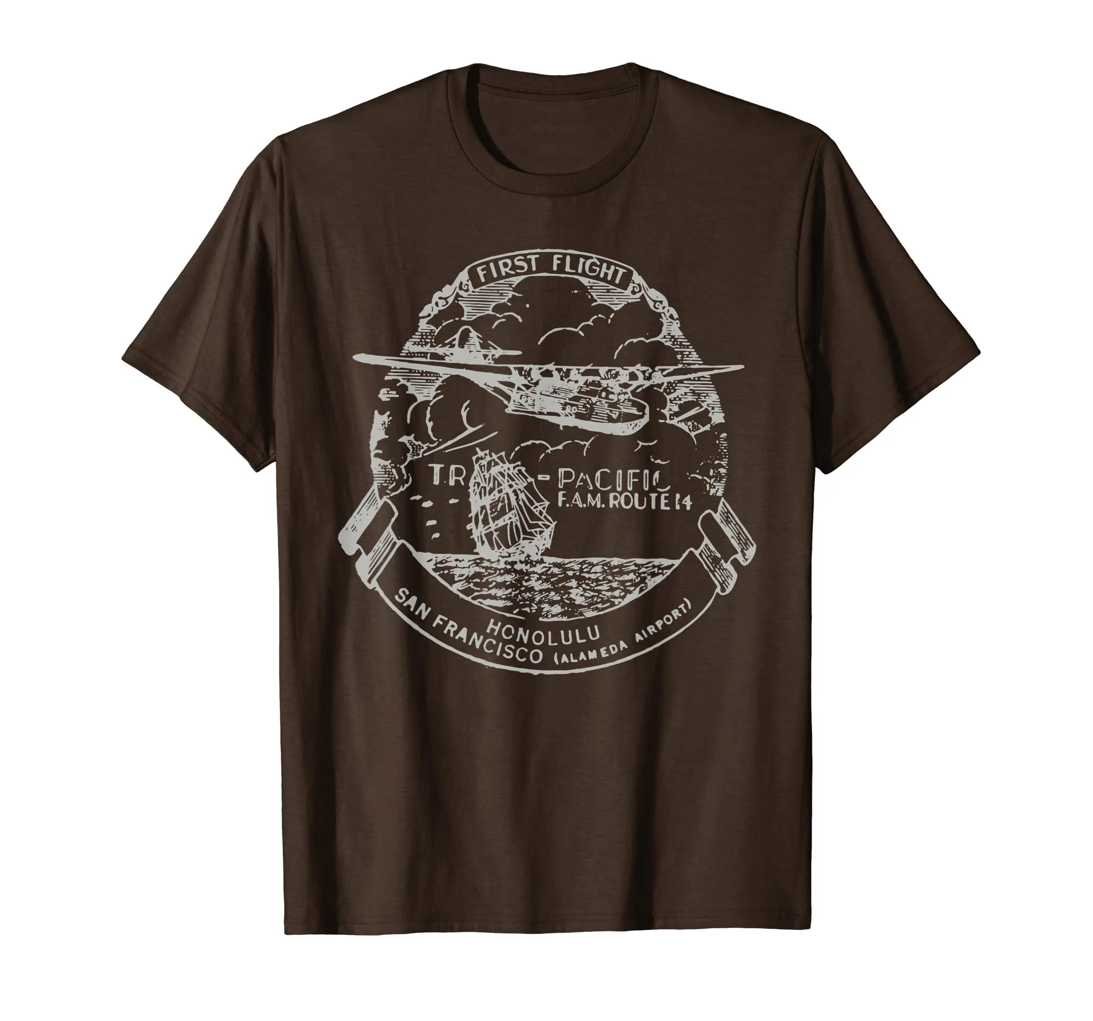 Airmail Vintage Pan Am Flying Boat Aircraft Pilot T-Shirt
