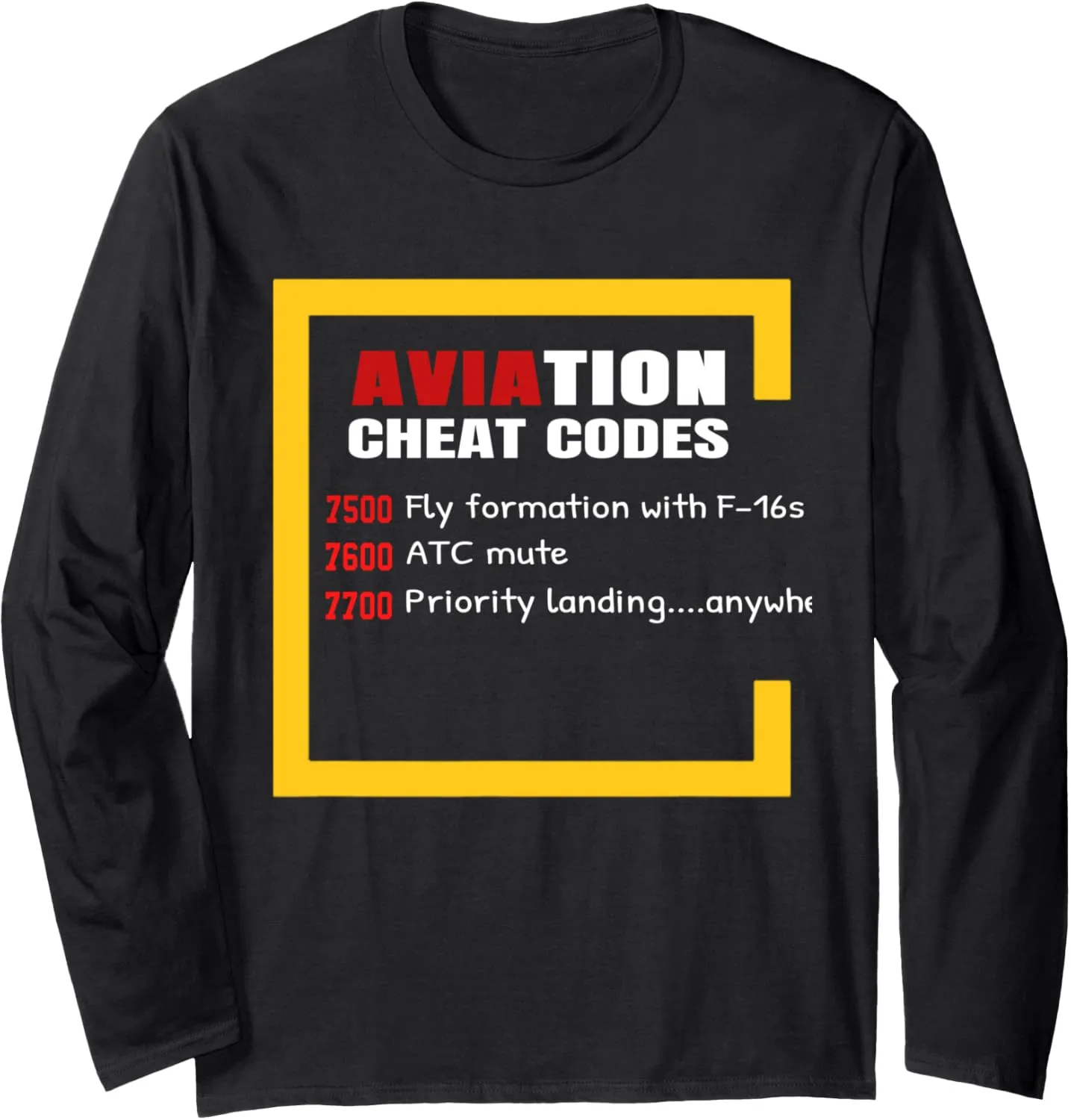 Airplane Aircraft Shirt Funny Aviation Cheat Codes gift Tees Long Sleeve T-Shirt
