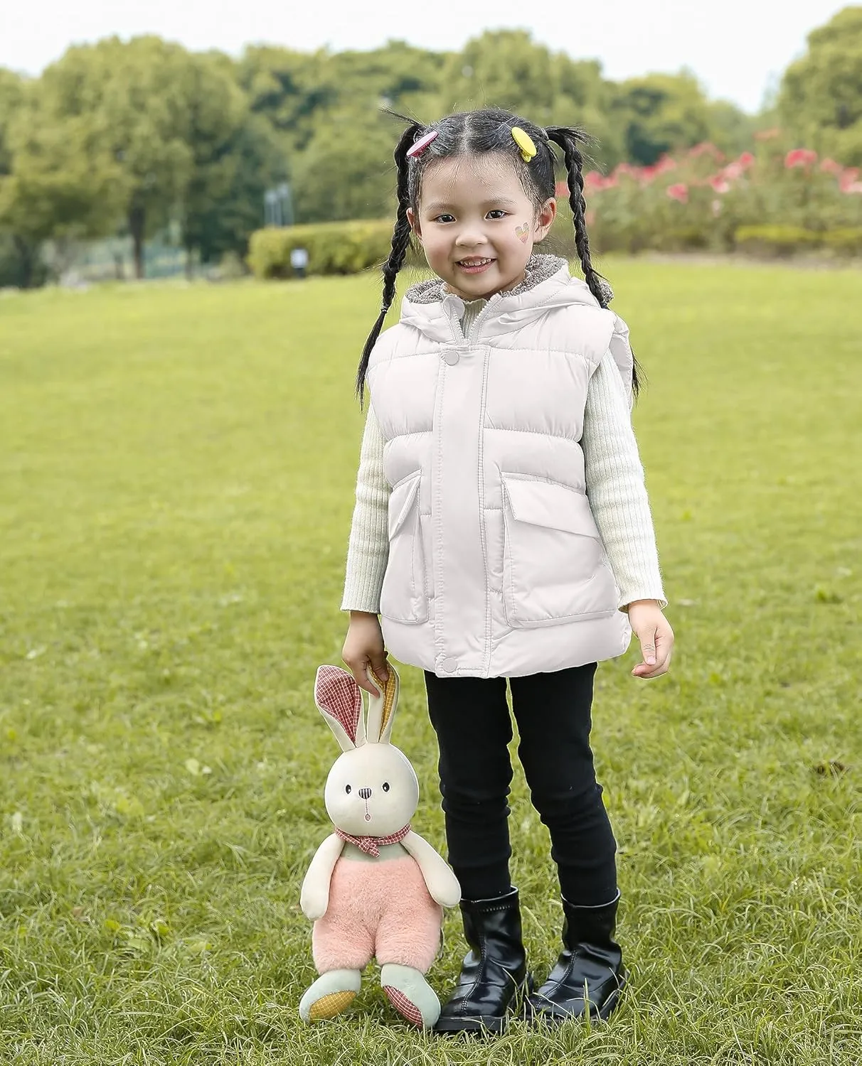 AIWUHE Toddler Boys Girls Hooded Puffer Vest Padded Warm Winter Jacket Sleeveless Bear ears Zipper Up Coat with pocket 1-7Y