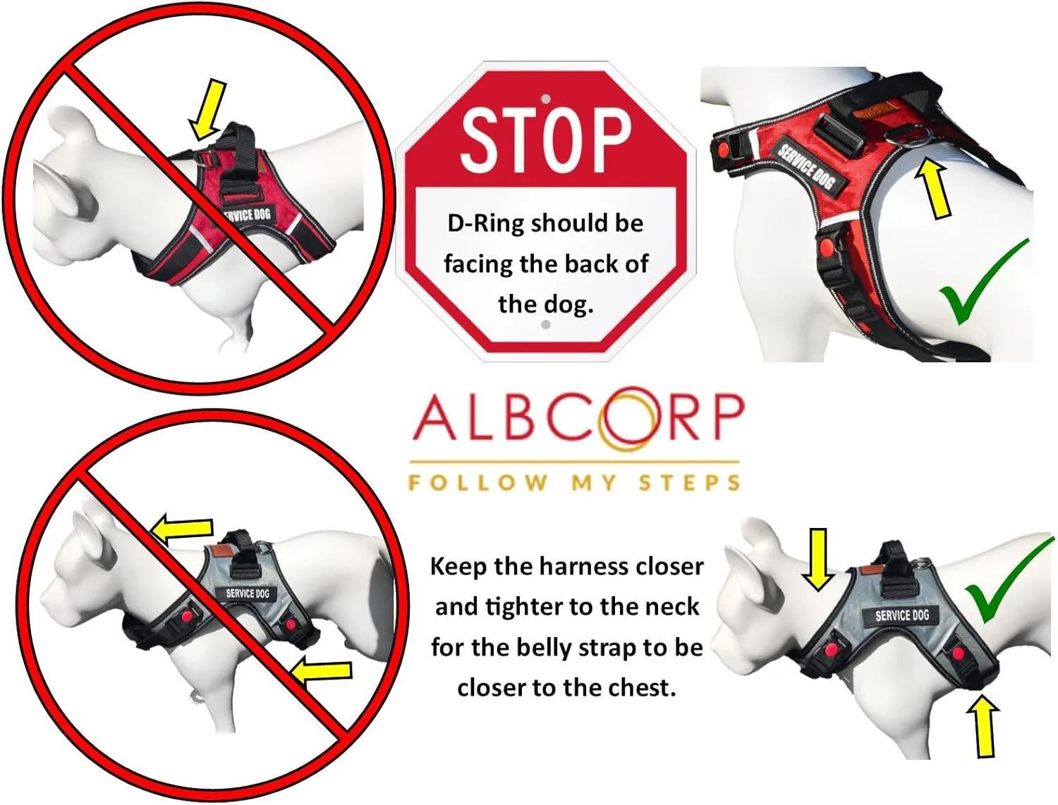 ALBCORP Reflective Service Dog Vest Harness – No-Pull Harness with Handle & Comfy Mesh Padding – Available in Sizes XS-XL– with 2 Removable Hook & Loop Service Dog Patches, Extra Large, Red
