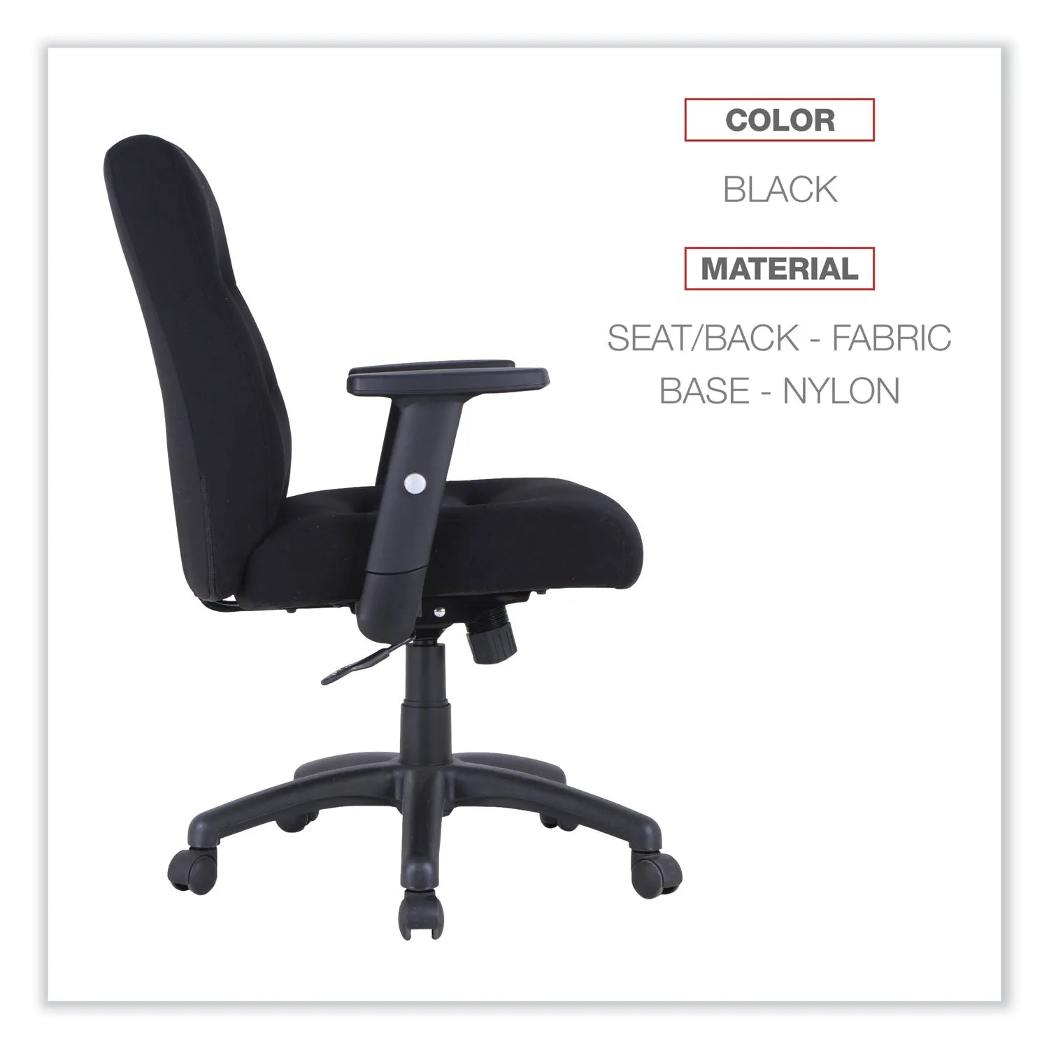 Alera® Alera Kesson Series Petite Office Chair, Supports Up To 300 Lb, 17.71" To 21.65" Seat Height, Black