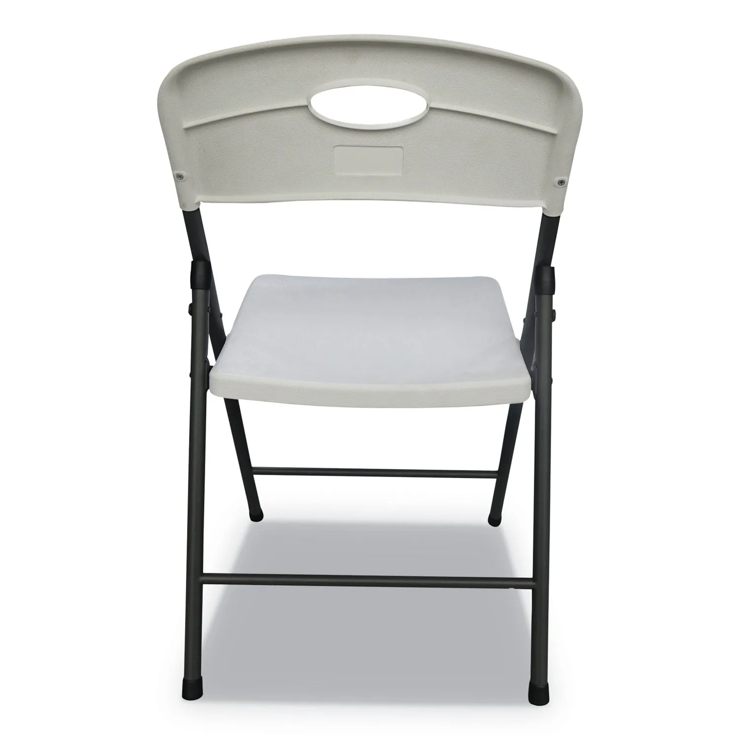 Alera® Molded Resin Folding Chair, Supports Up to 225 lb, 18.19" Seat Height, White Seat, White Back, Dark Gray Base, 4/Carton