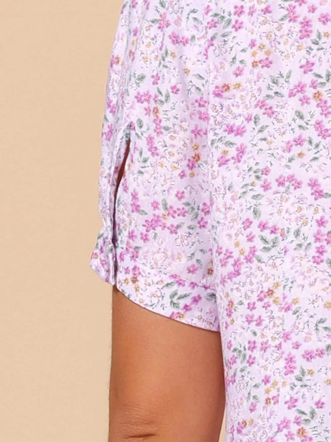 Allegra K Peter Pan Collar Blouse for Women's Contrast Trim Puff Sleeve Peasant Floral Shirt