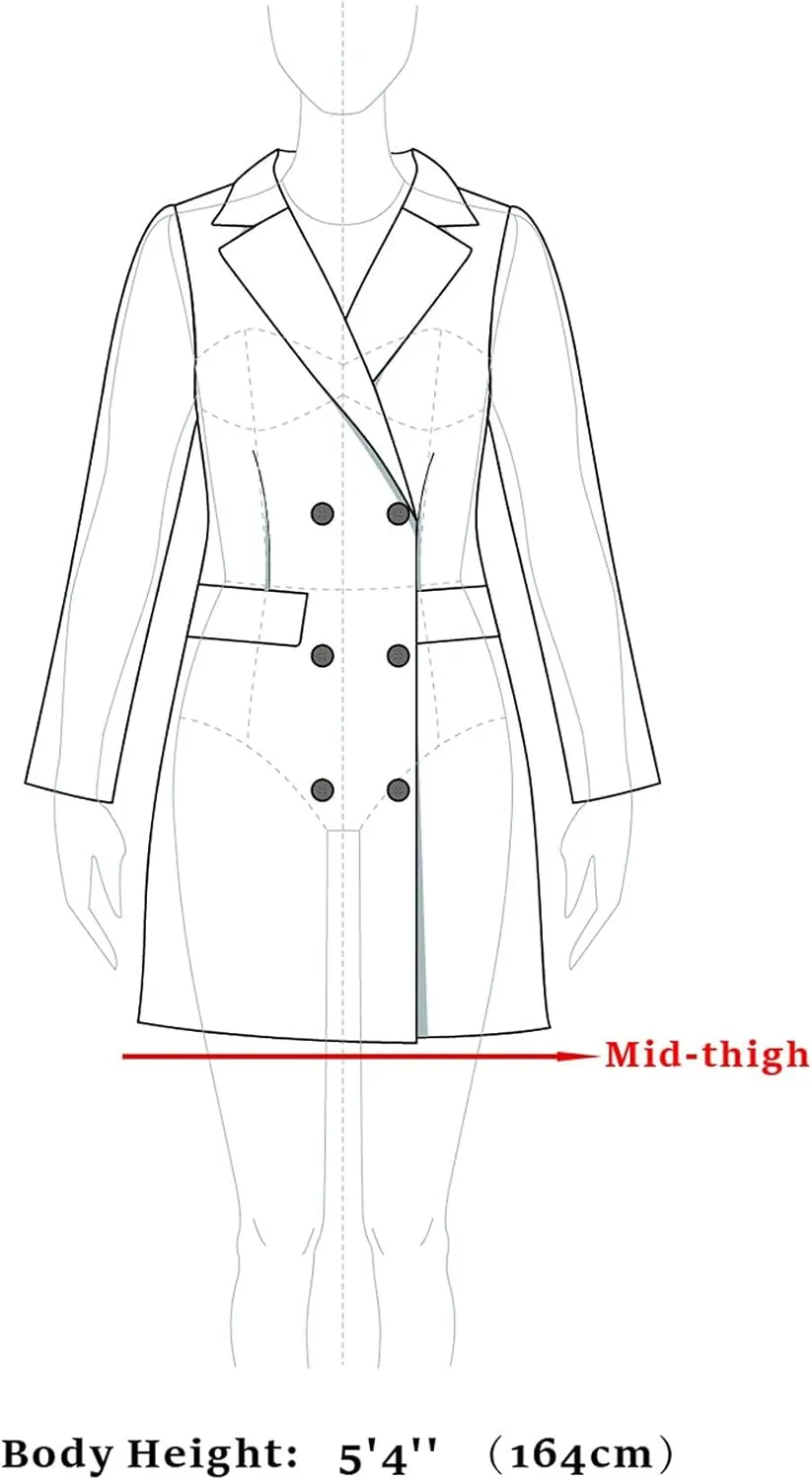 Allegra K Women's Winter Single Breasted Peter Pan Collar Outwear Trench Coat