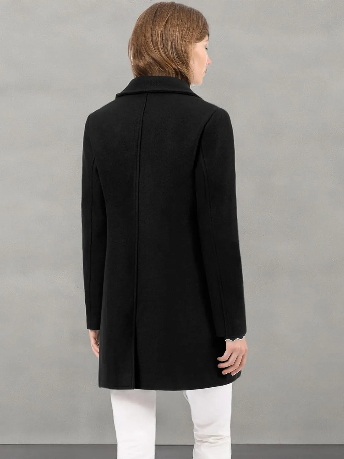 Allegra K Women's Winter Single Breasted Peter Pan Collar Outwear Trench Coat