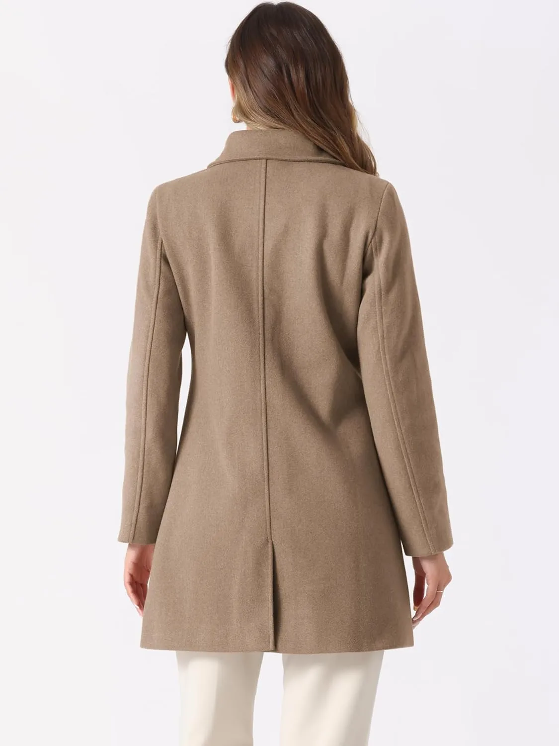 Allegra K Women's Winter Single Breasted Peter Pan Collar Outwear Trench Coat