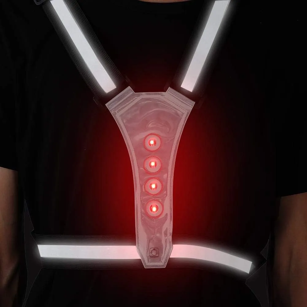 Alomejor Led Safety Vest High Visibility Reflective Running Vest with Adjustable Waist for Night Light Jogging Biking Cycling