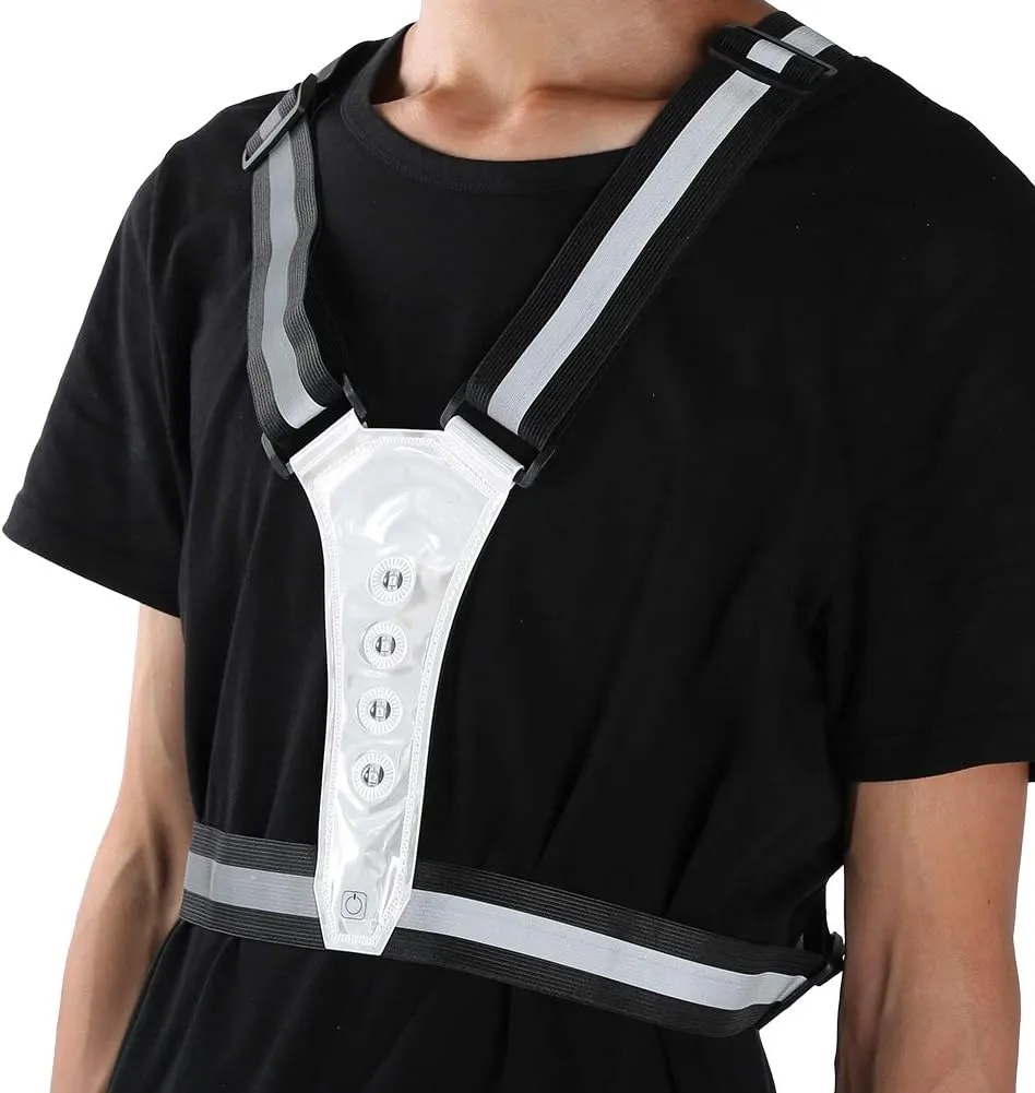 Alomejor Led Safety Vest High Visibility Reflective Running Vest with Adjustable Waist for Night Light Jogging Biking Cycling
