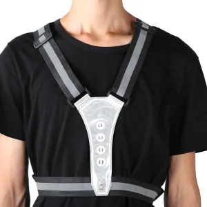 Alomejor Led Safety Vest High Visibility Reflective Running Vest with Adjustable Waist for Night Light Jogging Biking Cycling