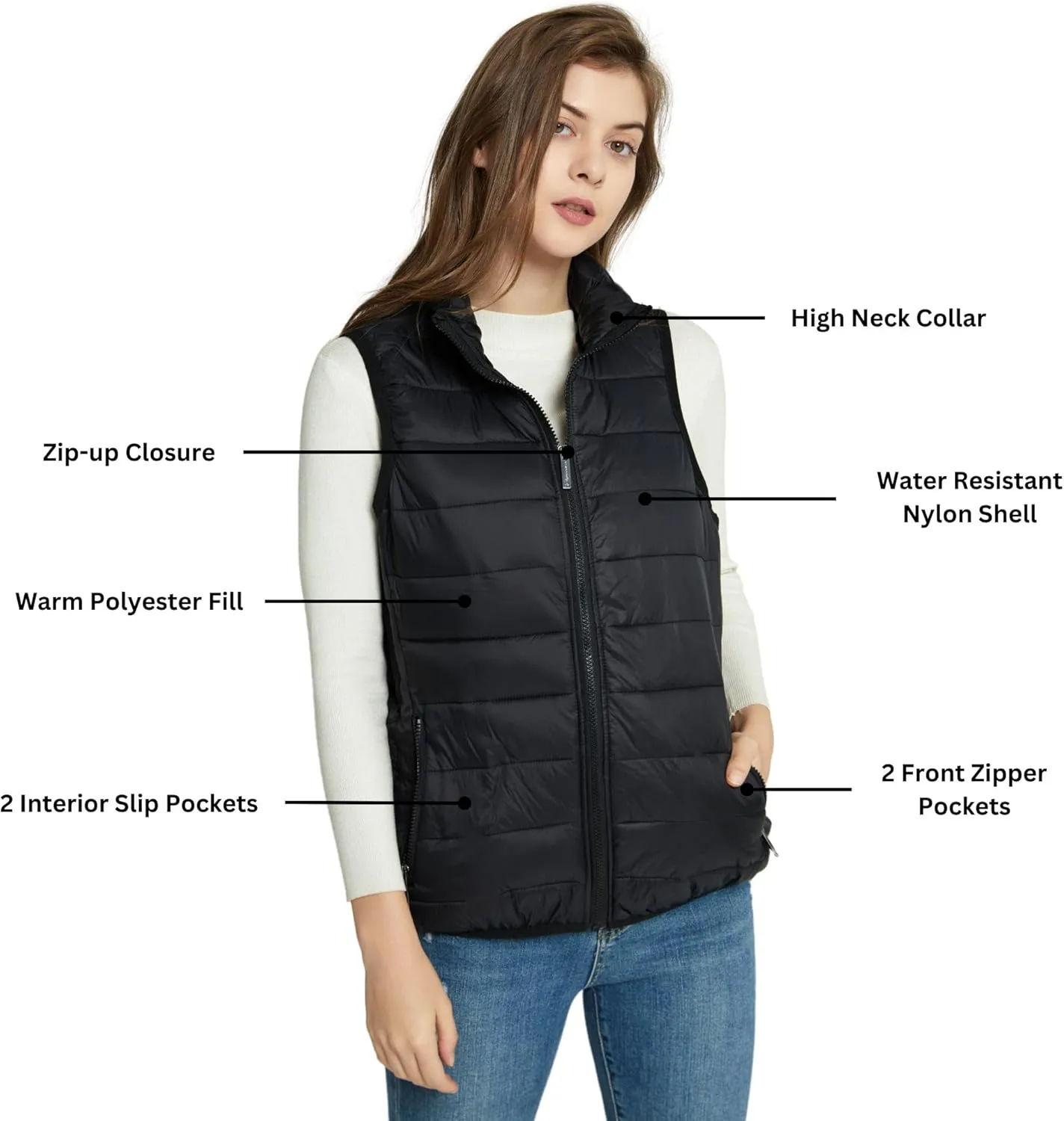 Alpine Swiss Jodie Womens Puffer Vest Lightweight Packable Down Alternative Vest Jacket