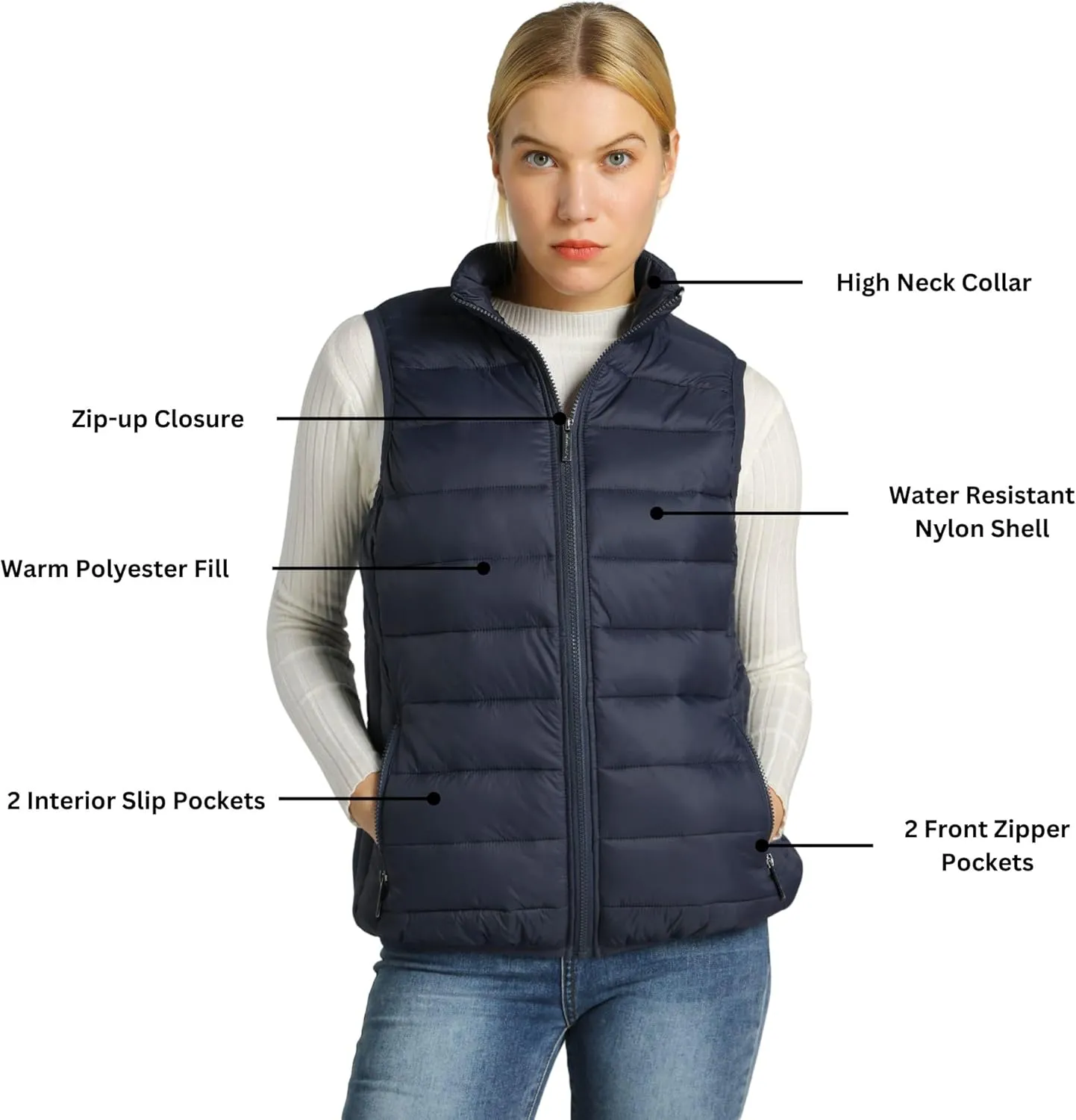 Alpine Swiss Jodie Womens Puffer Vest Lightweight Packable Down Alternative Vest Jacket