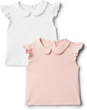 Amazon Essentials x Sofia Grainge Toddlers and Baby Girls' Short Sleeve Blouse, Pack of 2