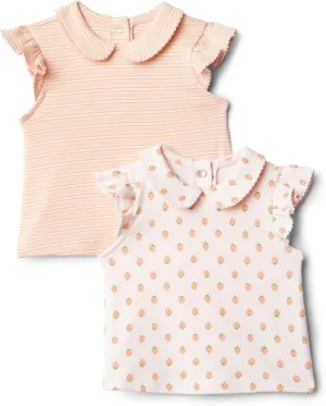 Amazon Essentials x Sofia Grainge Toddlers and Baby Girls' Short Sleeve Blouse, Pack of 2