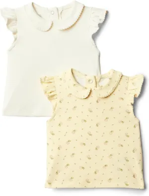 Amazon Essentials x Sofia Grainge Toddlers and Baby Girls' Short Sleeve Blouse, Pack of 2