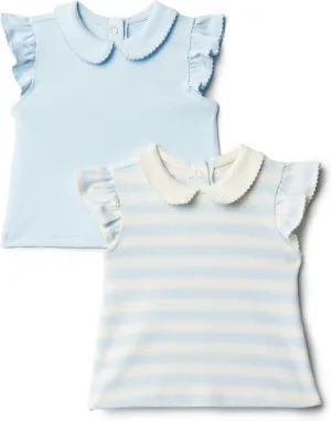 Amazon Essentials x Sofia Grainge Toddlers and Baby Girls' Short Sleeve Blouse, Pack of 2