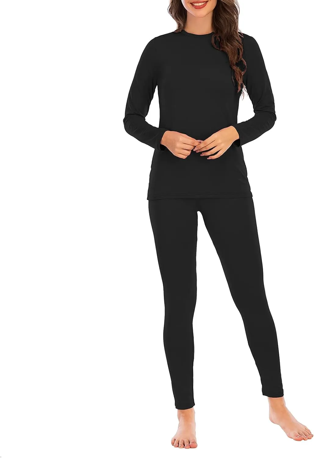 American Trends Womens Thermal Underwear Set Long Johns Base Layer Fleece Lined Top and Bottom Thermals Sets Loungewear