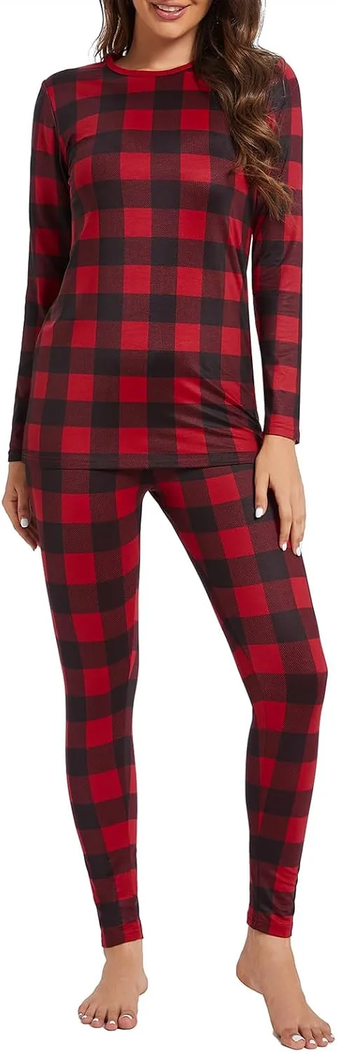 American Trends Womens Thermal Underwear Set Long Johns Base Layer Fleece Lined Top and Bottom Thermals Sets Loungewear