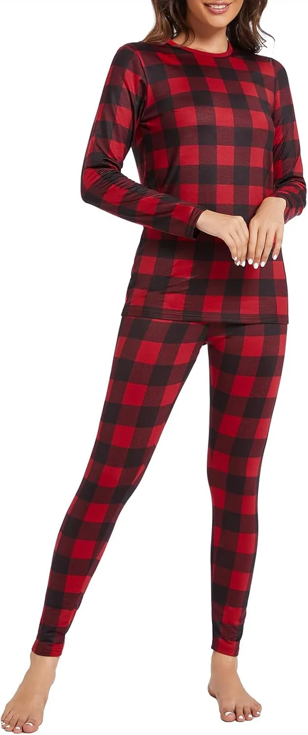 American Trends Womens Thermal Underwear Set Long Johns Base Layer Fleece Lined Top and Bottom Thermals Sets Loungewear