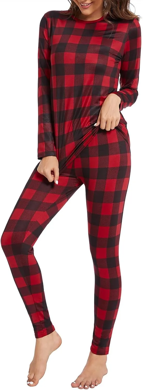 American Trends Womens Thermal Underwear Set Long Johns Base Layer Fleece Lined Top and Bottom Thermals Sets Loungewear