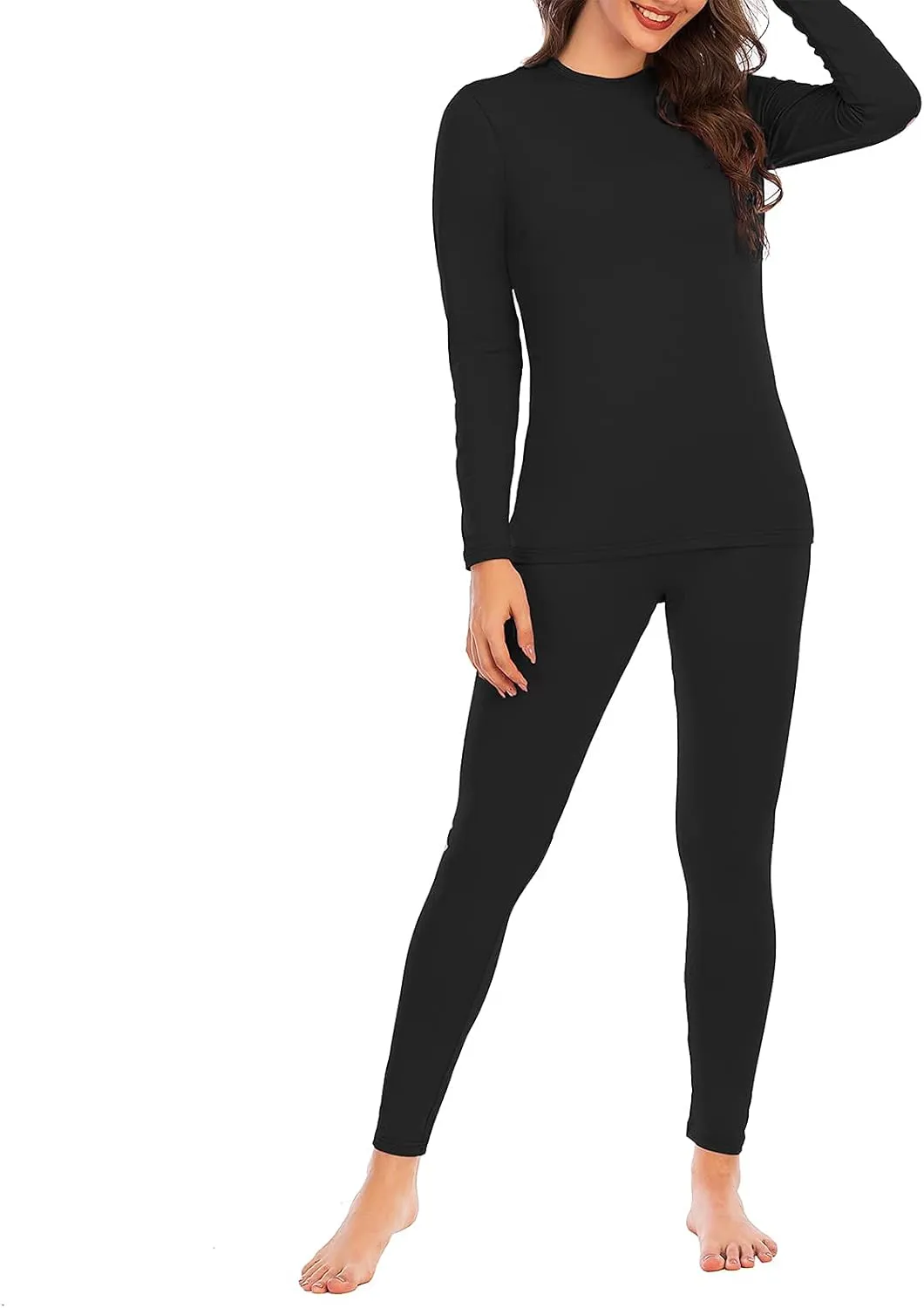 American Trends Womens Thermal Underwear Set Long Johns Base Layer Fleece Lined Top and Bottom Thermals Sets Loungewear